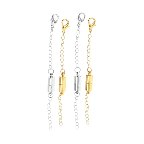 GALPADA 4Paare Magnetische Halskettenverlängerung Goldene Silberne Einstellbare Verschlüsse für Armbänder Fußkettchen Robustes Design für DIY Schmuck von GALPADA