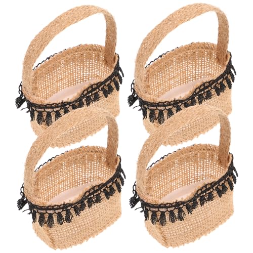 GALPADA 4er-Set Blumenmädchen Körbe Aus Leinen Und Jute – Geflochtene Aufbewahrungstaschen Für Süßigkeiten Und Blumen – Ideal Als Hochzeitsdekoration Und Geschenkkorb Im Landhausstil von GALPADA