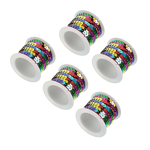 GALPADA 5 Rollen Paillettenbänder für DIY Kopf und Kleiderschmuck pro Rolle Dekorative Paillettenborte für Bastelprojekte und Accessoires von GALPADA