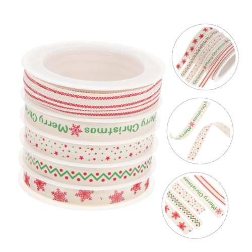 GALPADA 5 Rollen Weihnachtsbänder Baumwolle mit Buchstaben und Sternmuster DIY Geschenkband für Weihnachtsbaum Deko Schleifenband Robust und Vielseitig für Geschenkverpackung und Festdeko GALPADA 5 Rollen Weihnachtsbänder Baumwolle mit Buchstaben und Sternmuster DIY Geschenkband für Weihnachtsbaum Deko Schleifenband Robust und Vielseitig für Geschenkverpackung und Festdeko von GALPADA