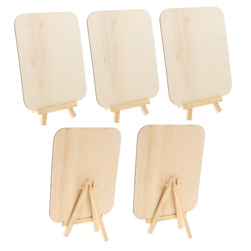 GALPADA 5 Sätze DIY Maltafeln aus Naturholz mit Mini Staffelei Kreative Bastelsets für Jungen und Mädchen Lustige Graffiti Holztafeln zum Bemalen und Ausstellen für Kindergarten und von GALPADA