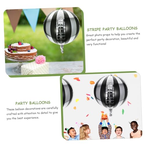 GALPADA 5 Stück Aluminium Folienballons Rund Gestreift Strapazierfähig Wetterfest Party Deko für Geburtstag Hochzeit und Feier Schwarz Streifen Festliche Kugelballons von GALPADA
