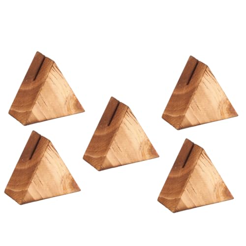 GALPADA 5 Stück Dreieckige Holz Kartenhalter Tischkartenhalter Namenskartenhalter aus Rustikalem Naturholz für Visitenkarten Fotohalter Memohalter für Hochzeit Geburtstag Party Dekoration von GALPADA