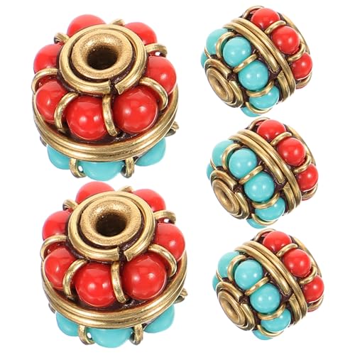 GALPADA 5 Stück Ethnische Kupfer Spacer Perlen Vintage Stil DIY Schmuckherstellung Perlen für Armbänder für Kreative Bastelprojekte und Dekoration von GALPADA