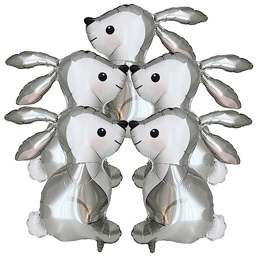 GALPADA 5 Stück Große Pack Bunny Ballons Süße Kaninchen Folienballons für Kindergeburtstag Osterfeier Partydekoration im Innen und Außenbereich von GALPADA