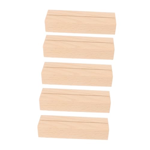 GALPADA 5 Stück Holz Memo Halter mit Stabilem Quadratischem Sockel Natürlicher Buche Holz Kartenhalter für Tischkarten Postkarten Visitenkarten Platzsparend und Elegant von GALPADA