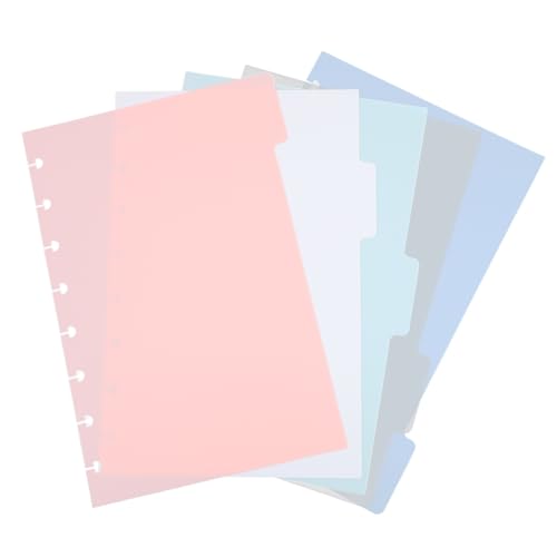 GALPADA 5 Stück PP Register Trennblätter Farbige Ordner Indexseiten für Loseblatt Notizbücher Praktische und Ästhetische Fächermappe für Büro und Schule von GALPADA