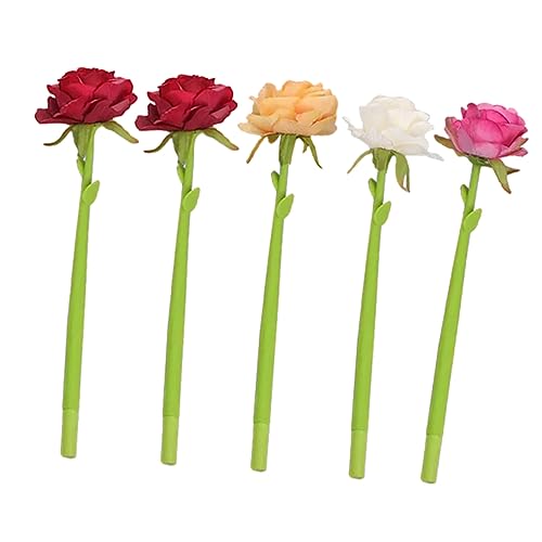 GALPADA 5 Stück Simulierter Rosenballpoint -Stift Blumen- Große, niedliche Stifte Formstifte Liebenswert farbig kugelschreiber Stifte ausgefallen süßer Stift Stoffblumen Zufällige Farbe von GALPADA