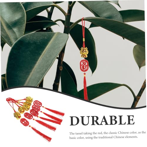 GALPADA 5 Stück Teiliges Chinesisches Drachen Bonsai Hängedekor mit Quaste Glücksanhänger für Wand und Auto Langlebige Farbintensive Feng Shui Pflanzen Dekoration für Neujahr Haus und von GALPADA