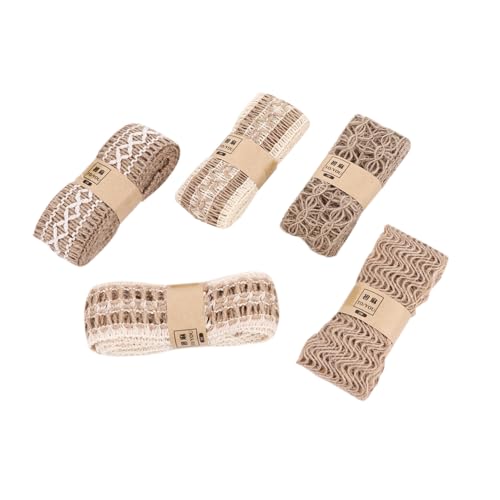 GALPADA 5 Stück Teiliges Jute sackleinenband mit Spitzenmuster Langlebiges Naturmaterial Vielseitig für DIY Bastelarbeiten Geschenkverpackung und Hochzeitsdekoration Zuschneidbar und GALPADA 5 Stück Teiliges Jute sackleinenband mit Spitzenmuster Langlebiges Naturmaterial Vielseitig für DIY Bastelarbeiten Geschenkverpackung und Hochzeitsdekoration Zuschneidbar und von GALPADA
