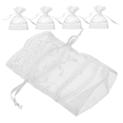 GALPADA 5 Stück Teiliges Kleine Weiße Organza Schmuckbeutel mit Fünfblättrigem Blumenmuster Faltbarem Boden Atmungsaktiv zur Schmuckaufbewahrung Geschenkverpackung für Muttertag und GALPADA 5 Stück Teiliges Kleine Weiße Organza Schmuckbeutel mit Fünfblättrigem Blumenmuster Faltbarem Boden Atmungsaktiv zur Schmuckaufbewahrung Geschenkverpackung für Muttertag und von GALPADA