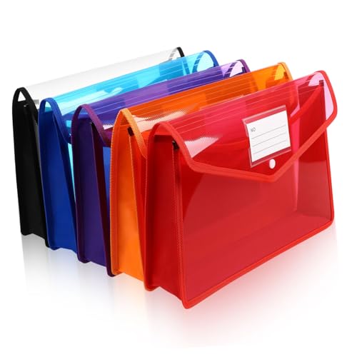 GALPADA 5 Stück Teiliges Kunststoff Dokumentenmappe Transparent mit Druckknopfverschluss und Etikettentasche Dicke Klare Sammelmappen für Büro Schule Zuhause Praktische Organizer Tasche GALPADA 5 Stück Teiliges Kunststoff Dokumentenmappe Transparent mit Druckknopfverschluss und Etikettentasche Dicke Klare Sammelmappen für Büro Schule Zuhause Praktische Organizer Tasche von GALPADA
