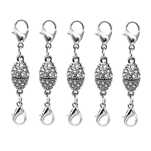 GALPADA 5 Stück Teiliges Olivenförmige Strass Lobster Clips Magnetverschlüsse für Schmuck DIY Armbänder Halsketten Silber Langlebige Metallkarabiner mit Elegantem Design von GALPADA