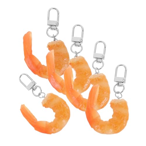 GALPADA 5 Stück Teiliges PVC Imitation Garnelen Realistisch Miniatur Schlüsselring Taschenanhänger Vielseitig für Partygeschenke Geburtstagsdeko und Handtaschen Zubehör von GALPADA