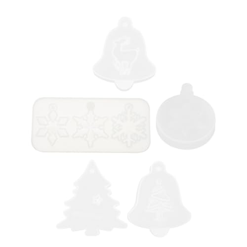 GALPADA 5 Stück Teiliges Silikonform Weihnachten DIY Anhänger Gießform Epoxidharz Schneeflocke Elch Anhänger Weihnachtsbaum Dekoration Flexibel Wiederverwendbar von GALPADA