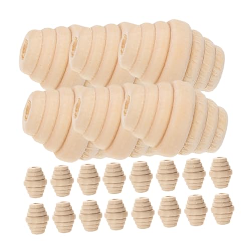GALPADA 50 Stück Gewinde Oval Holzperlen für DIY Bastelarbeiten Lose Abstandshalterperlen Holz für Schmuckherstellung und Heimdekoration von GALPADA