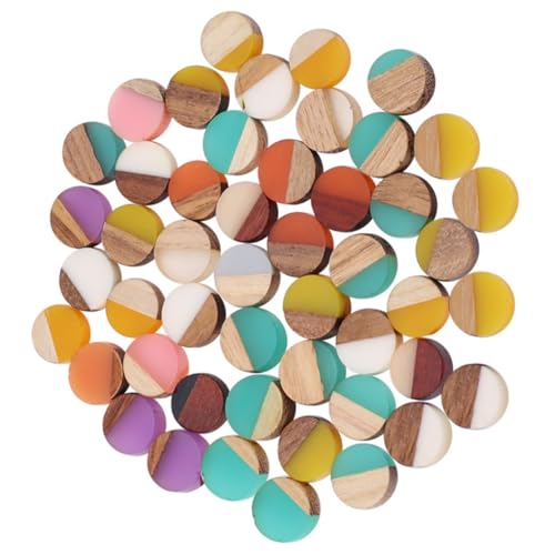 GALPADA 50 Stück Holz mit Harz Cabochons für DIY Schmuckherstellung für Ohrringe Kreative Bastelmaterialien Gemischten Farben GALPADA 50 Stück Holz mit Harz Cabochons für DIY Schmuckherstellung für Ohrringe Kreative Bastelmaterialien Gemischten Farben von GALPADA