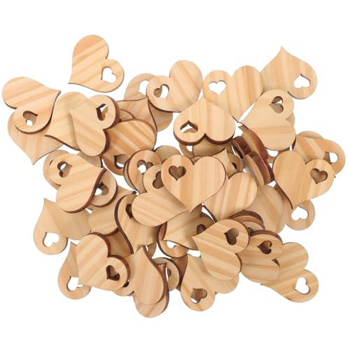 GALPADA 50 Stück Liebe Holzchip -Dekoration wandverkleidung wand polsterung wanddeckoration bastelbedarf bastel materialien Platten leer Basteln Holzscheiben für DIY DIY-Herzscheiben Beige von GALPADA