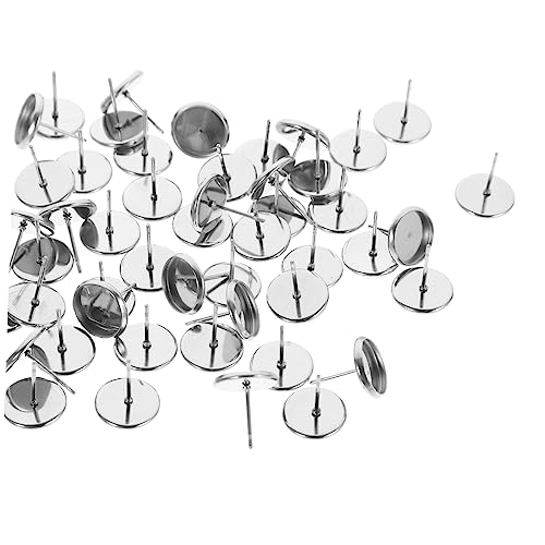 GALPADA 50 Stück Ohrstecker Basis Flach Rund Bezel Tray Rohlinge Ohrringe DIY Schmuckzubehör GALPADA 50 Stück Ohrstecker Basis Flach Rund Bezel Tray Rohlinge Ohrringe DIY Schmuckzubehör von GALPADA