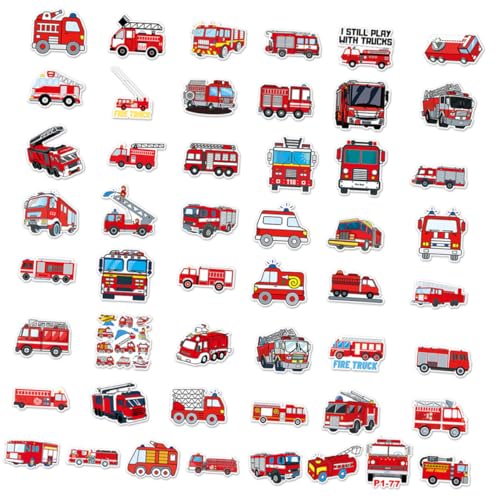 GALPADA 50 Stück Teiliges Feuerwehr lkw Sticker Selbstklebend Wasserfest Vielseitig für Planer Laptop Koffer Flasche und Scrapbooking Kreative Dekoration für Notizbücher und von GALPADA