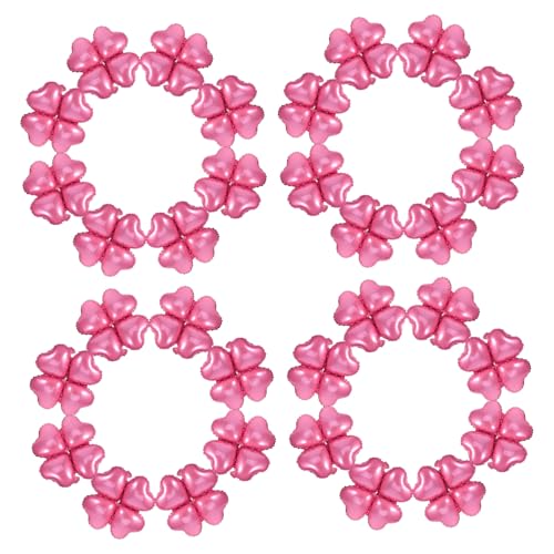GALPADA 50 Stück Teiliges Herz folienballon Rosa mit Vierblättrigem Kleeblatt Wiederverwendbare Vielseitige Deko für Romantische Feiern Hochzeiten Geburtstage und Festliche Events von GALPADA