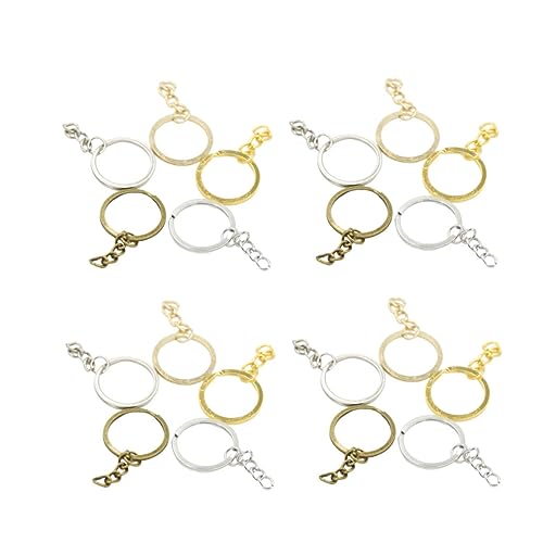 GALPADA 50 Stück Teiliges Schlüsselringe mit Kette Flache Split Ringe aus Rostfreiem Metall Langlebig und Sicher Vielseitig für DIY Schlüsselanhänger Gemischt Praktisch für Schlüssel von GALPADA