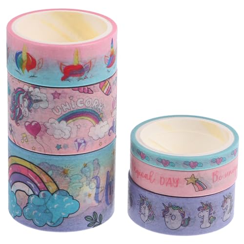 GALPADA 6 Rollen Kreative Einhorn Washi Tapes Dekorative Papier Klebebänder für Scrapbook Tagebuch und DIY Projekte Süße Farbenfrohe Designs für Kreative Bastelarbeiten von GALPADA