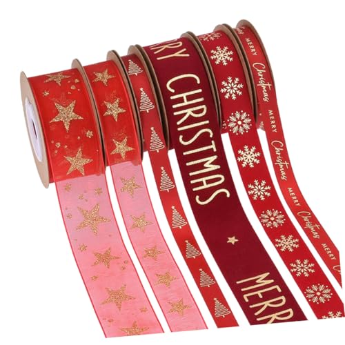 GALPADA 6 Rollen Rotes Satinband mit Goldfolie Breites Geschenkband für Weihnachtsgeschenke Obstboxen und Festliche Dekorationen Vielseitiges Schleifenband für Weihnachten Hochzeiten und GALPADA 6 Rollen Rotes Satinband mit Goldfolie Breites Geschenkband für Weihnachtsgeschenke Obstboxen und Festliche Dekorationen Vielseitiges Schleifenband für Weihnachten Hochzeiten und von GALPADA