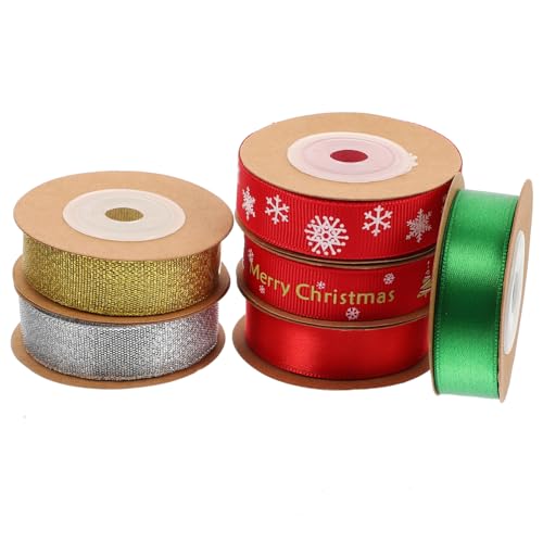 GALPADA 6 Rollen Weihnachtsband aus Polyester Strapazierfähiges Geschenkband mit Weihnachtsbaum pro Vielseitig für Geschenkverpackung und DIY Weihnachtsdeko Geeignet von GALPADA