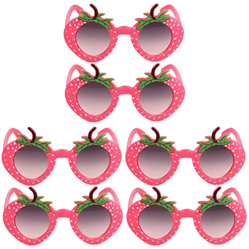 GALPADA 6 Stk Partybrille Brillen im hawaiianischen Stil tropische Partygeschenke Sonnenbrille Erdbeeren Cosplay-Party-Brille Erdbeergläser Bilderrahmen Requisiten einstellen Kind rot von GALPADA