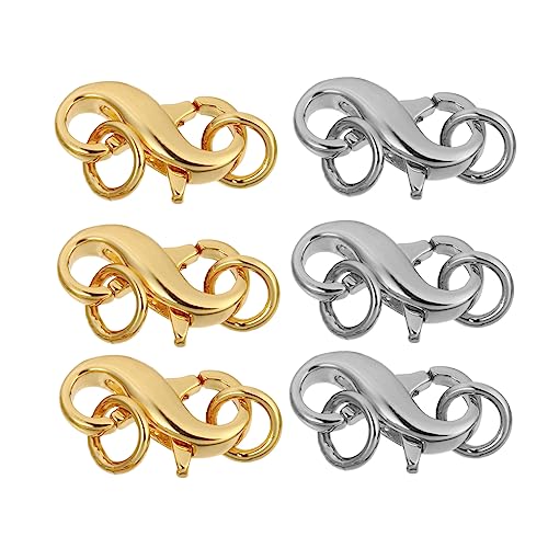 GALPADA 6 Stück Metall Lobster Clips für DIY Schmuck Armband und Halskettenverschlüsse Doppelseitige Verbindungselemente Gold und Silber für Schlüsselanhänger und Bastelprojekte von GALPADA