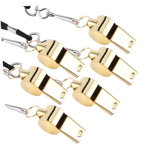 GALPADA 6 Stück Notfallpfeife Edelstahl Laute Survival Pfeifen mit Schlüsselanhänger für Outdoor Camping Wandern Training Robust Langlebig Leicht von GALPADA