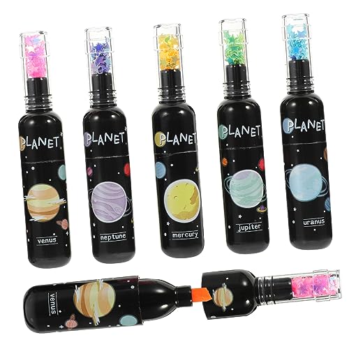 GALPADA 6 Stück Planet Highlighter für Farbige Marker für Schüler Ästhetische Schulmaterialien Journaling und Zeichnen Leuchtende Farben und Designs von GALPADA