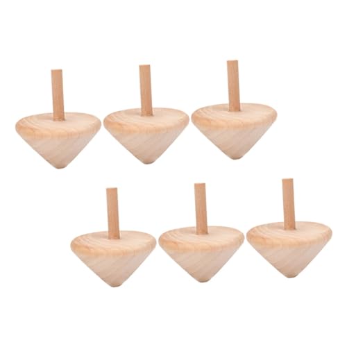 GALPADA 6 Stück Teiliges Handbemaltes Holzkreisel Langlebiges DIY für Glatte Oberfläche Fördert Kreativität und Feinmotorik Sicheres für Jungen und Mädchen von GALPADA