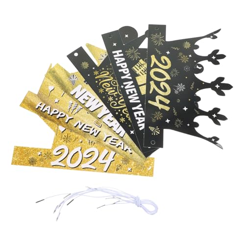 GALPADA 6 Stück Teiliges Happy Year Papierhüte Neujahrs Party Papierhut für Erwachsene Silvester Feier Foto Requisiten Leicht von GALPADA