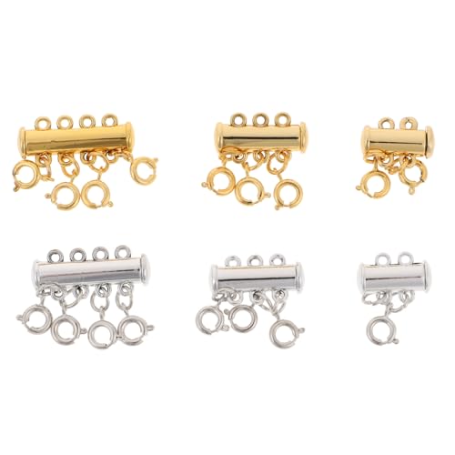 GALPADA 6 Stück Teiliges Magnetverschluss Schmuckverschluss mit Federclip Mehrreihig für Halsketten Armbänder Langlebig Leicht zu Befestigen in Silber und Gold für DIY Schmuckherstellung von GALPADA