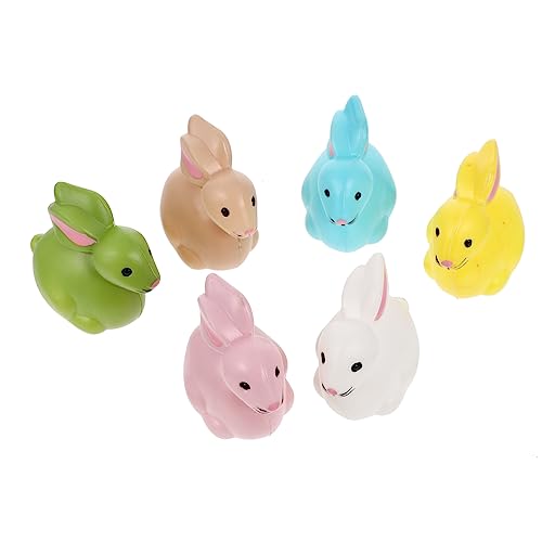 GALPADA 6 Stück Teiliges Osterdekoration Tierfigur aus Kunststoff Bunte Realistische Hasen und Ei Figuren Detailreiche Frühlings Deko für Tisch Regal Wohnzimmer und Kinderparty von GALPADA