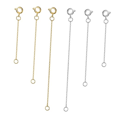 GALPADA 6 Stück Teiliges Schmuck Verlängerungsketten Armband und Fußkettchen Extender mit Verschluss Gold und Weißgoldfarben Stabile Allergiefreie Kettenverlängerung für DIY von GALPADA