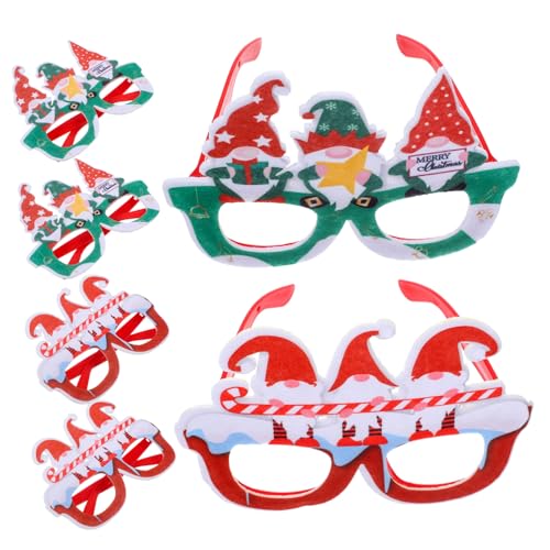 GALPADA 6 Stück Teiliges Weihnachtsbrillen Party Lustige Weihnachtsbrillenrahmen Rot Grün Cartoon Design Weihnachtsdeko Basteln Partyaccessoires Spaßige Fotorequisiten für Weihnachten von GALPADA
