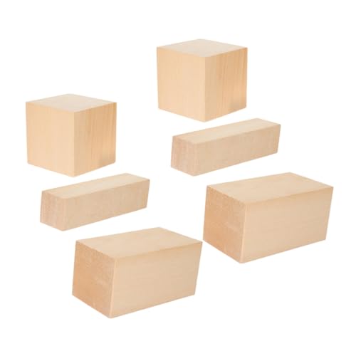 GALPADA 6 Stück Unbehandelte Lindenholz Schnitzblöcke Verschiedene DIY Bastelholz Rohlinge Blanko Holz für Erwachsene von GALPADA