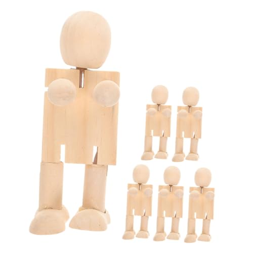 GALPADA 6 Stück Unbemalte Holzroboterdolls Teiliges Holzfiguren für DIY Bastelprojekte Pädagogisches Feinmotorik und Kreativität bei Kindern von GALPADA