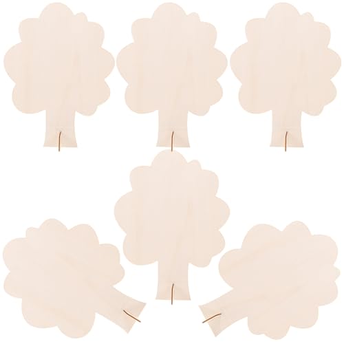 GALPADA 6 Stück Unlackierte Holzbaum Bastelsets für DIY Holz Ausschnitte für Kreative und Bastelprojekte für Tischdekoration und Feste von GALPADA