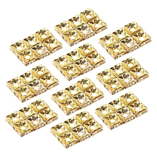 GALPADA 60 Stück Rhinestones and Sparse Beads Schmuckzubehör Perlen Armbandperlen Dekorative Perlen Glitzernde Abstandsperlen Diy Bastelzubehör Quadratische Lose Strass Golden von GALPADA