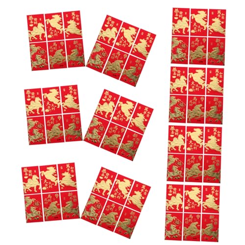 GALPADA 60 Stück Rote Umschläge Jahr Des Pferdes Festliche Geldgeschenktaschen Traditionelle Neujahrsumschläge Für Frühlingsfest Und Familienfeiern von GALPADA