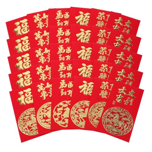 GALPADA 60 Stück Rote Umschläge Jahr Des Pferdes Lunar Year Glücks-geldumschläge aus Stabilem für Geburtstage Hochzeiten Vielseitige Feierlichkeiten von GALPADA