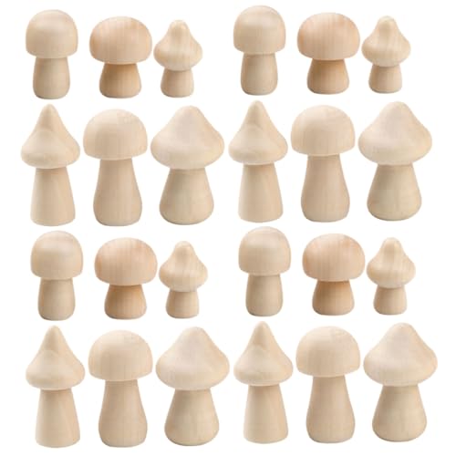 GALPADA 60 Stück Teiliges Unbemalter Holzpilze für DIY Bastelset Glatte Oberfläche Sichere Holzmotive für und Kreative Mädchen zum Bemalen und Dekorieren Vielseitige Naturdeko von GALPADA