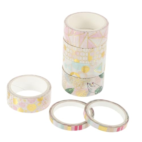 GALPADA 7 Rollen Washi Tape Geometrisches Muster Dünnes Bastelband Scrapbooking DIY Dekoratives Klebeband für Geschenkverpackung Planer Fotoalbum Gestalten von GALPADA