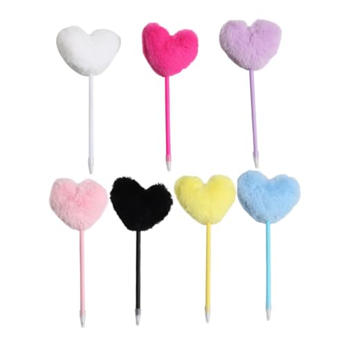 GALPADA 7 Stück Flauschiger Herz Kugelschreiber mit Pompon Oberteil Bunte Schreibstifte für Kreative Anwendungen für Schule Büro und GALPADA 7 Stück Flauschiger Herz Kugelschreiber mit Pompon Oberteil Bunte Schreibstifte für Kreative Anwendungen für Schule Büro und von GALPADA