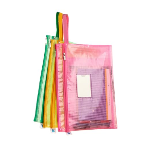 GALPADA 7 Stück Teiliges Transparente Dokumententaschen mit Reißverschluss Wasserdichtes Mesh design Robuste Aufbewahrungsbeutel für Schüler und Büro Vielseitig für Akten Zufällige Farbe von GALPADA
