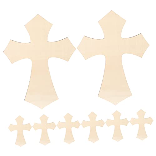 GALPADA 8 Stück Kreuzförmige Holzschnittmuster Unbemalte Holzplatten für DIY Projekte für Ostern Schule und Heimdekoration von GALPADA